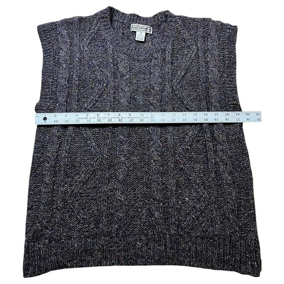 Vintage 80s Gap Mens Wool Cable Knit Grey Sweater Vest Grunge Preppy Size Medium - Picture 3 of 6
